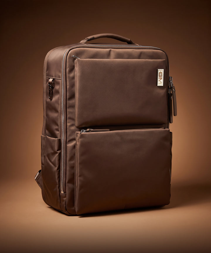 Haversack Backpack with Charging Ports - Brown