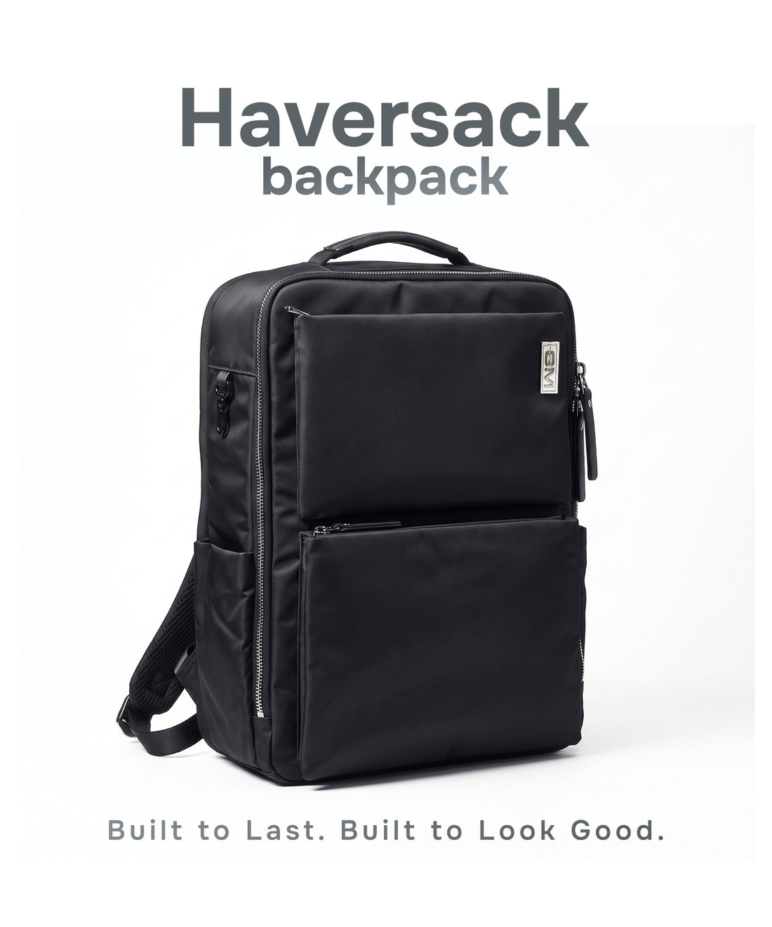 Haversack Backpack with Charging Ports - Black