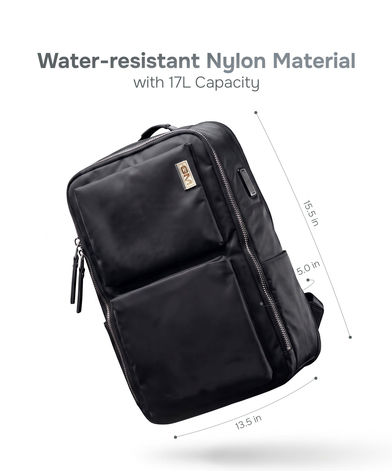 Haversack Backpack with Charging Ports - Black