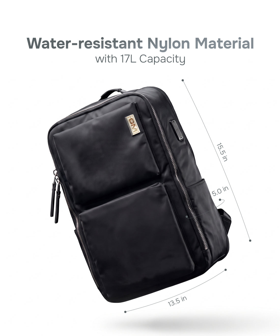 Haversack Backpack with Charging Ports - Black