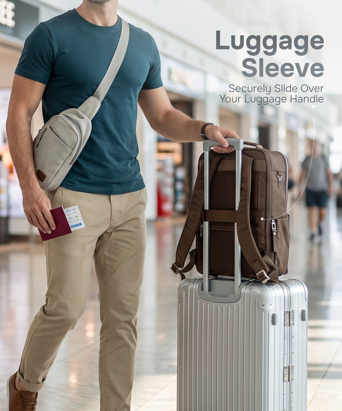 Haversack Backpack with Charging Ports - Brown