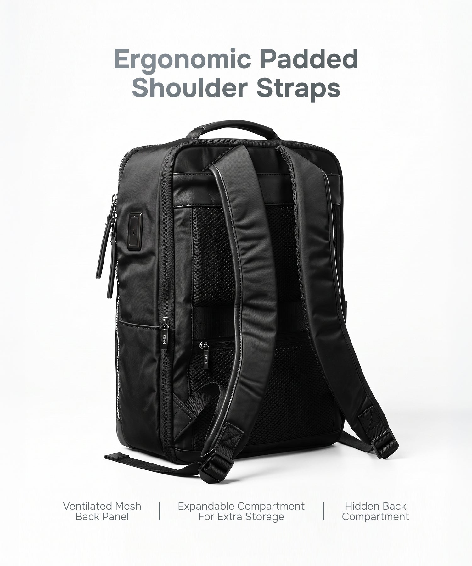 Haversack Backpack with Charging Ports - Black