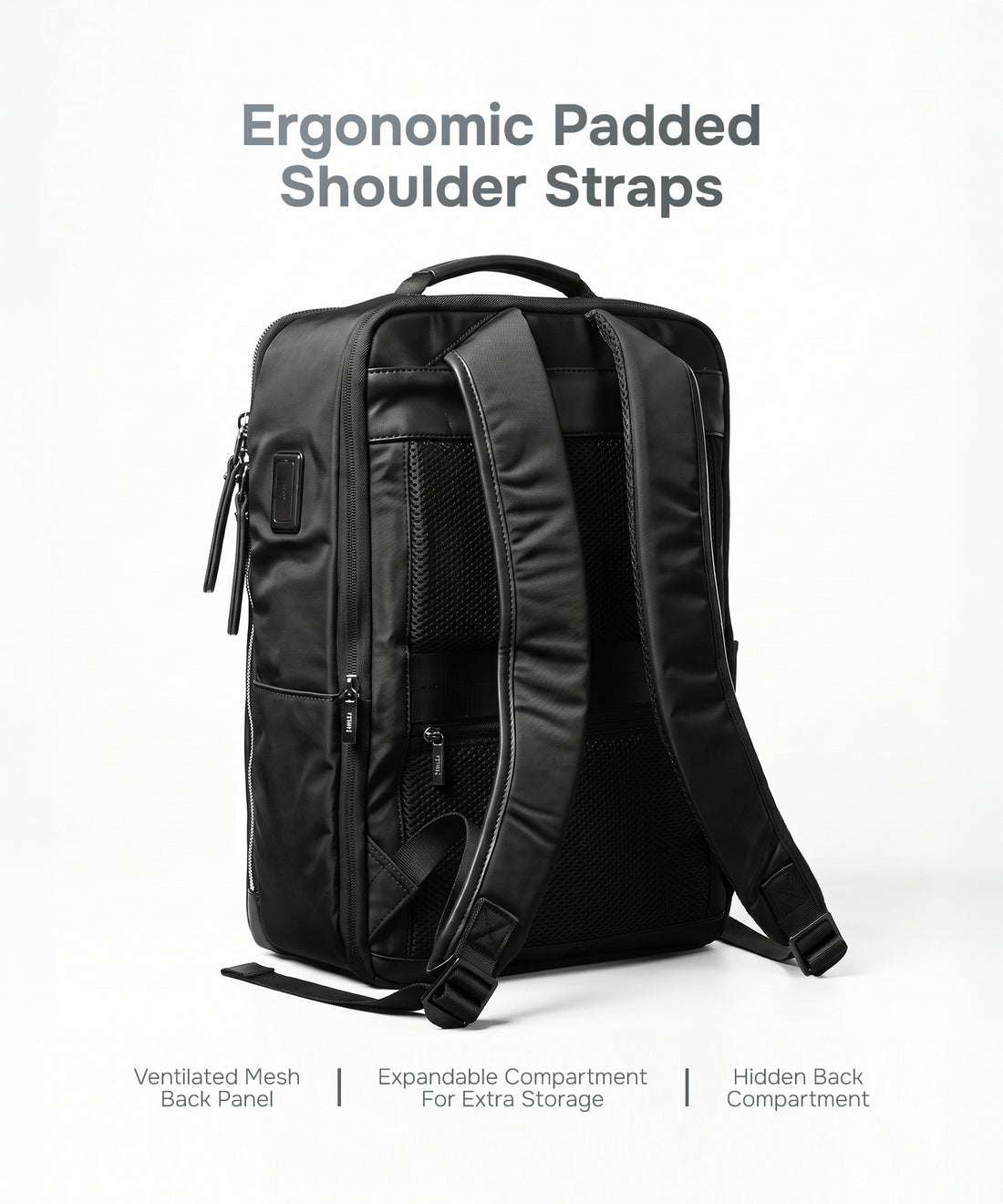 Haversack Backpack with Charging Ports - Black