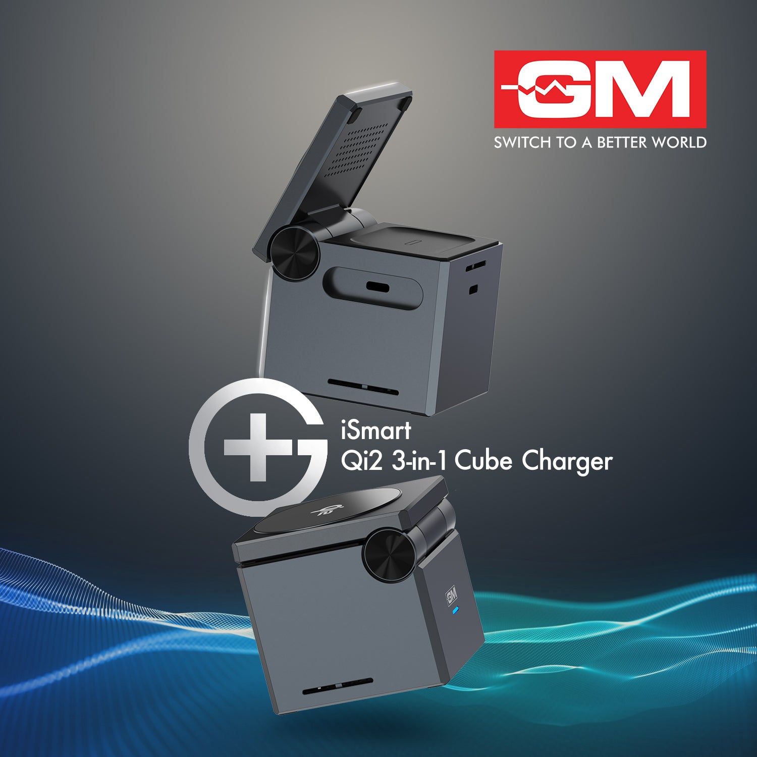 ISMART QI2 3-IN-1 CUBE CHARGER (Silver)