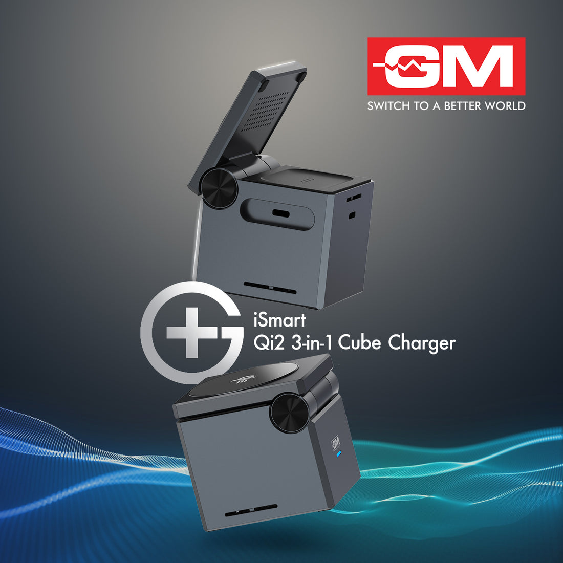 ISMART QI2 3-IN-1 CUBE CHARGER (Silver)