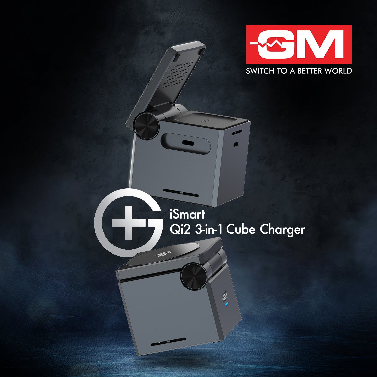 ISMART QI2 3-IN-1 CUBE CHARGER (Silver)