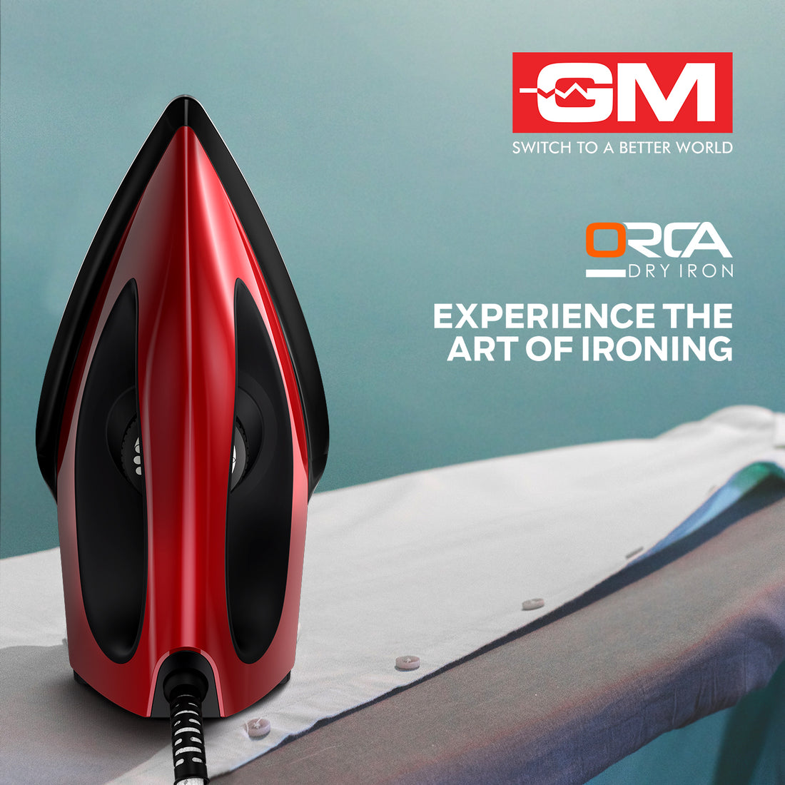 ORCA 1100 WATT DRY IRON (RED)