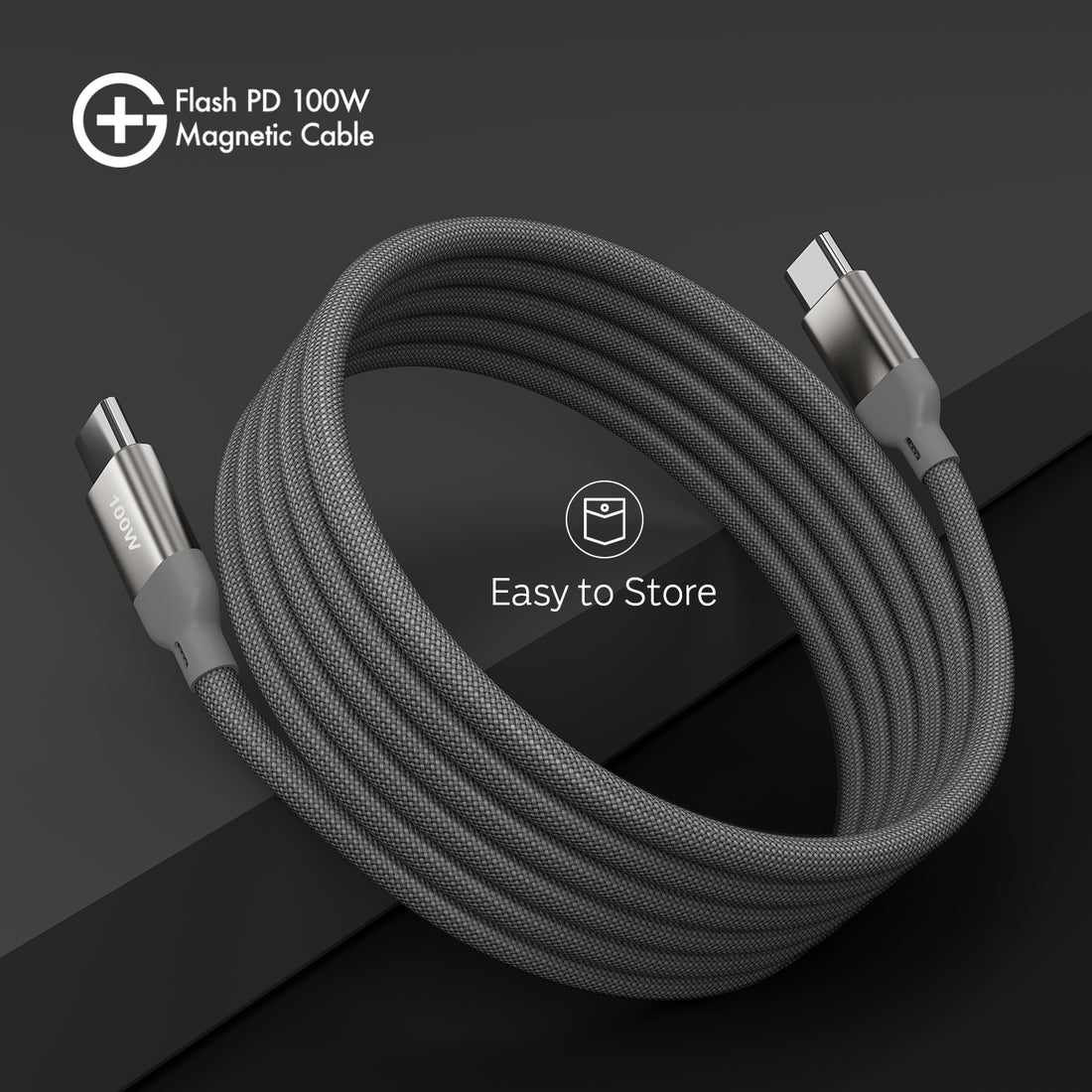 G+ Flash PD 100W Magnetic Charging Cable (Metallic Grey)