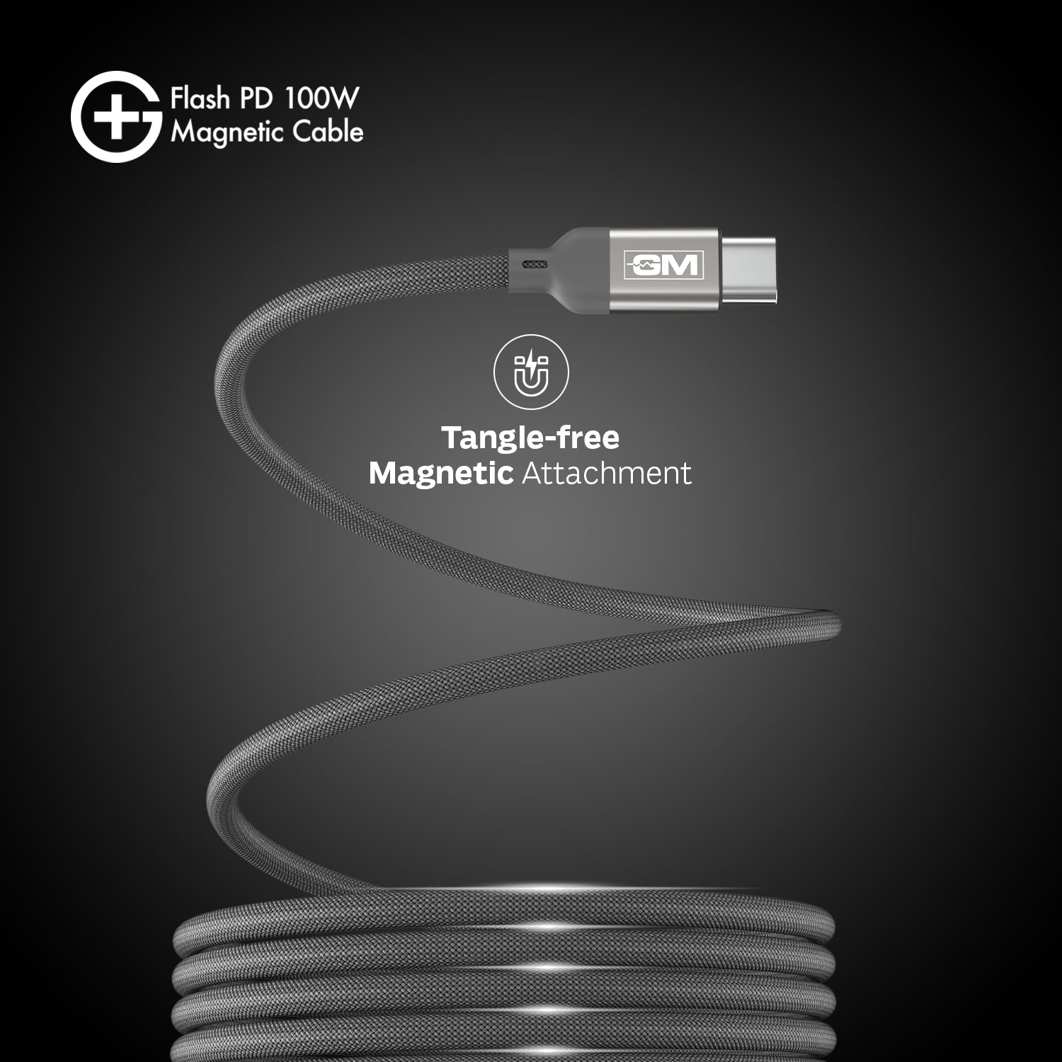 G+ Flash PD 100W Magnetic Charging Cable (Metallic Grey)