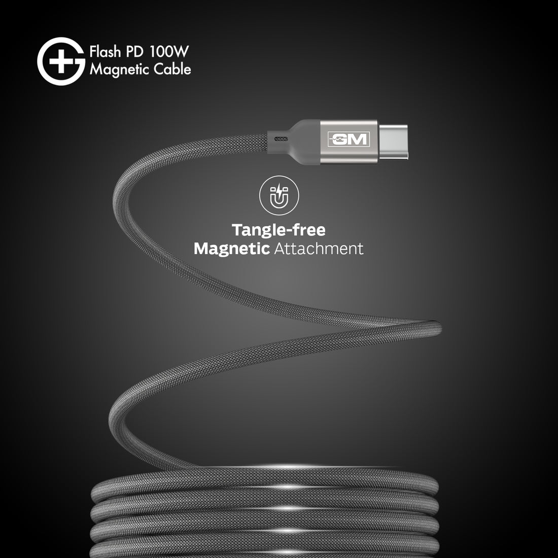 G+ Flash PD 100W Magnetic Charging Cable (Metallic Grey)
