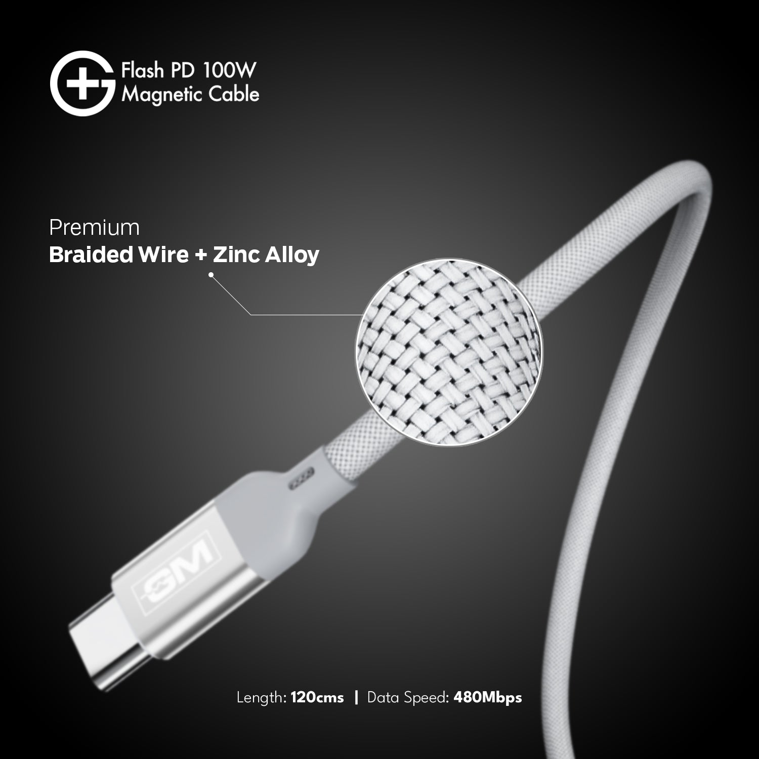 GM G+ Flash PD 100W Magnetic Cable (White)