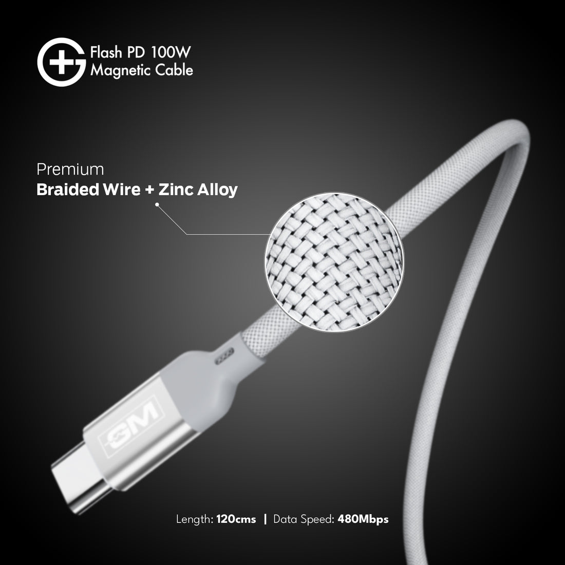 GM G+ Flash PD 100W Magnetic Cable (White)