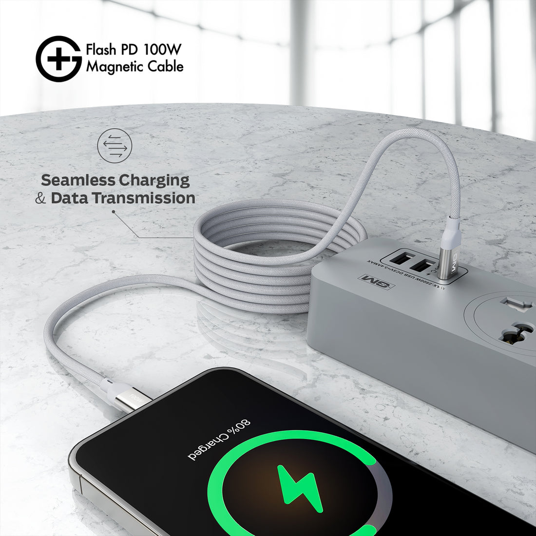 GM G+ Flash PD 100W Magnetic Cable (White)