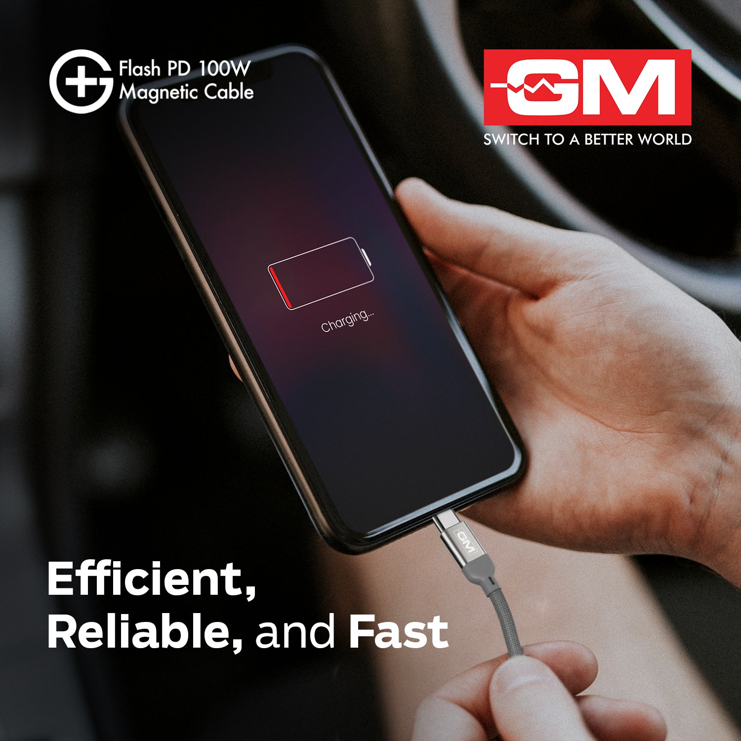 G+ FLASH PD 100W MAGNETIC CHARGING CABLE (Metallic Grey)