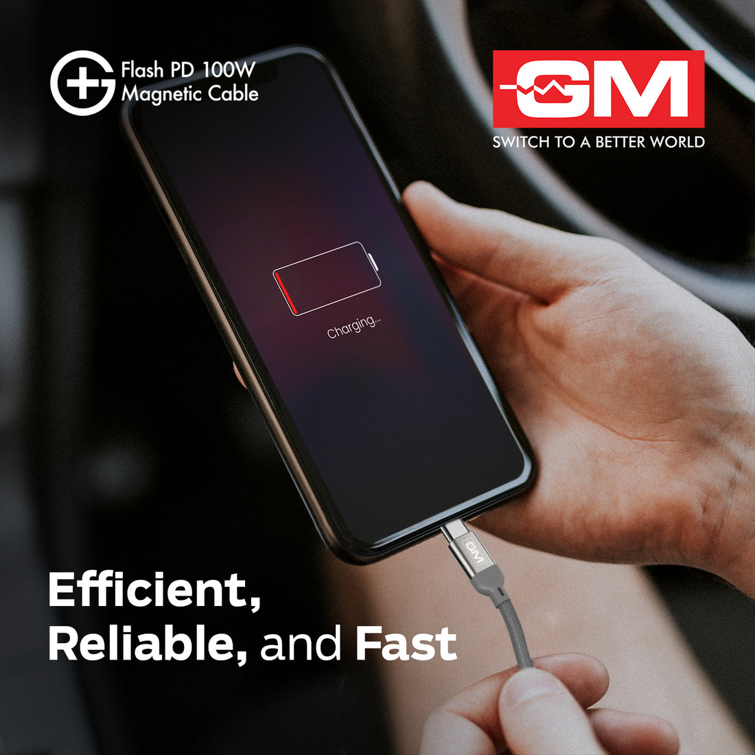 G+ FLASH PD 100W MAGNETIC CHARGING CABLE (Metallic Grey)