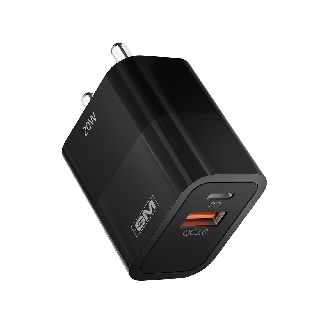 20W, Dual Port Adaptor (QC 3.0+PD) (Black)