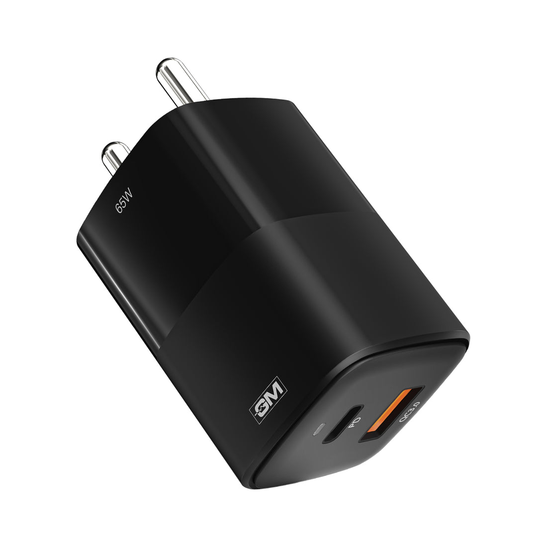 65W, Dual Port GAN Adaptor (QC 3.0+PD) (Black)