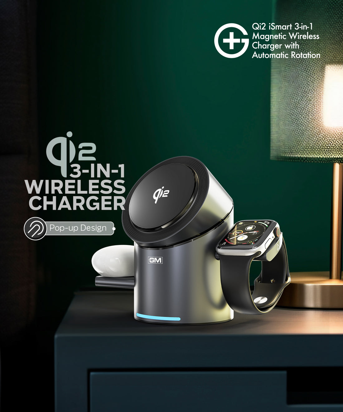 G+ Festival Combo:  Ismart Qi2.2 25W Rotation Charger+ Air Magnetic 100W C-C Cable + 70W TravelEase Pro