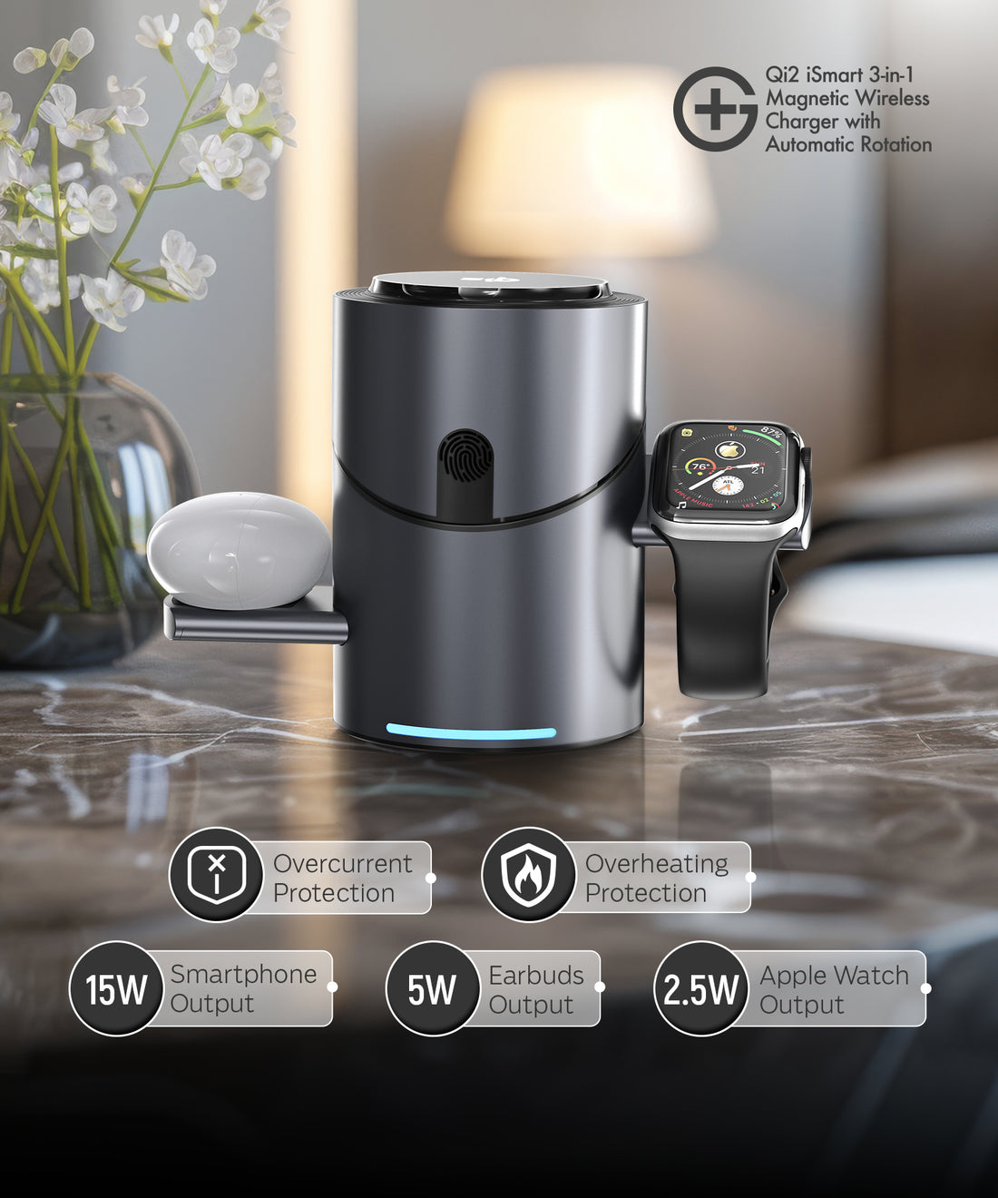 G+ Festival Combo:  Ismart Qi2.2 25W Rotation Charger+ Air Magnetic 100W C-C Cable + 70W TravelEase Pro