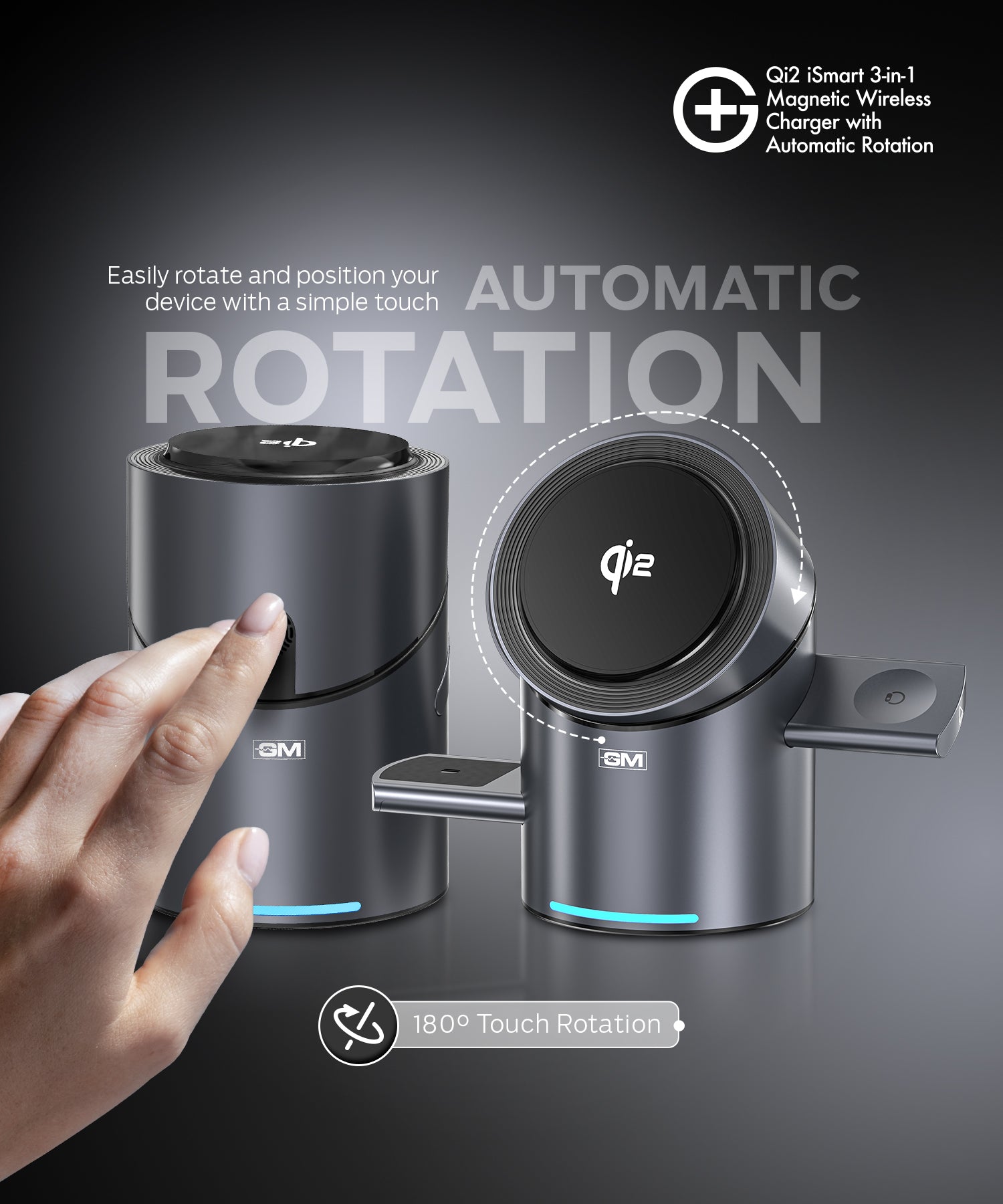 G+ Festival Combo:  Ismart Qi2.2 25W Rotation Charger+ Air Magnetic 100W C-C Cable + 70W TravelEase Pro