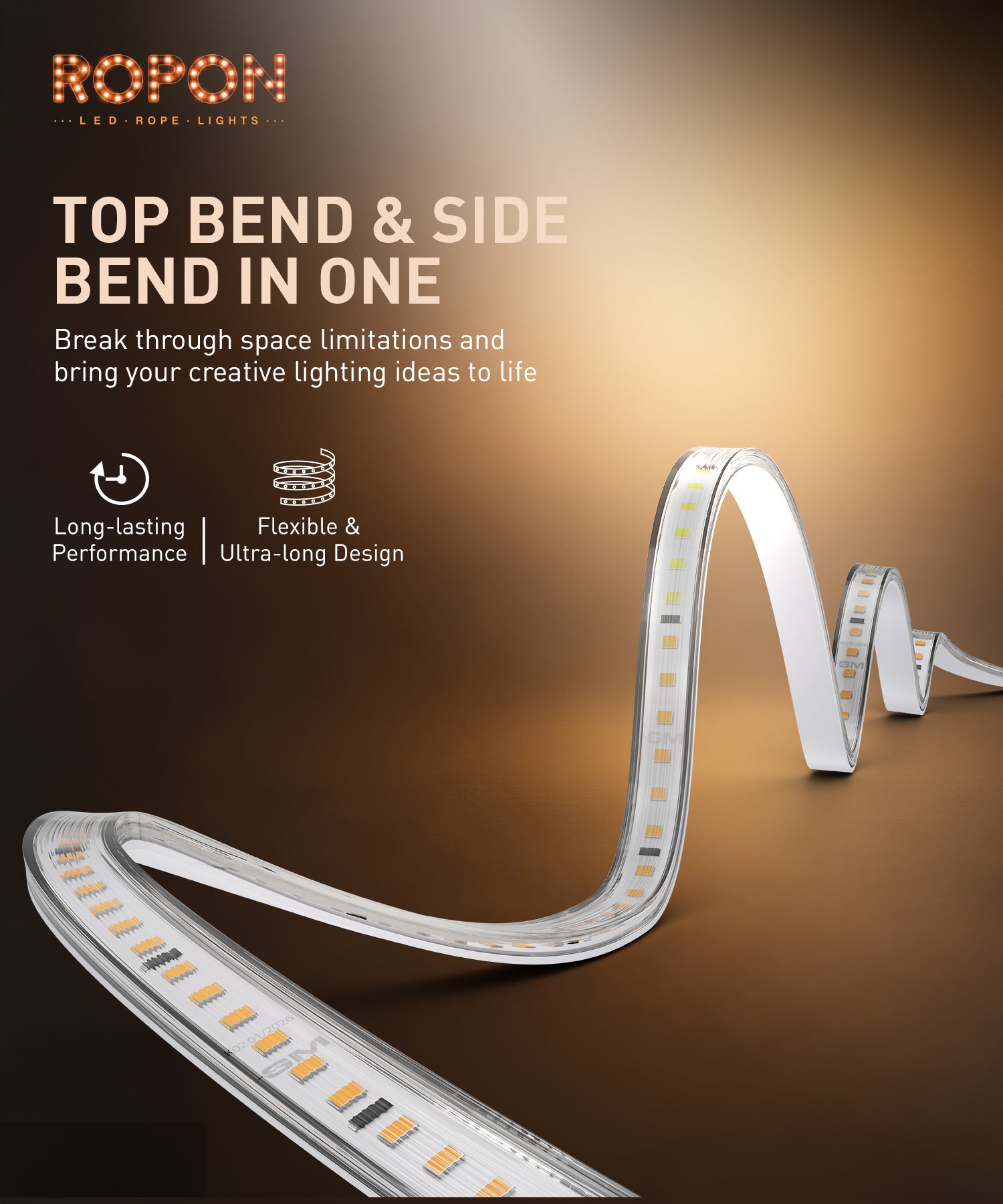 GM Ropon LED Rope Light – Warm White (3000K) (IP65)
