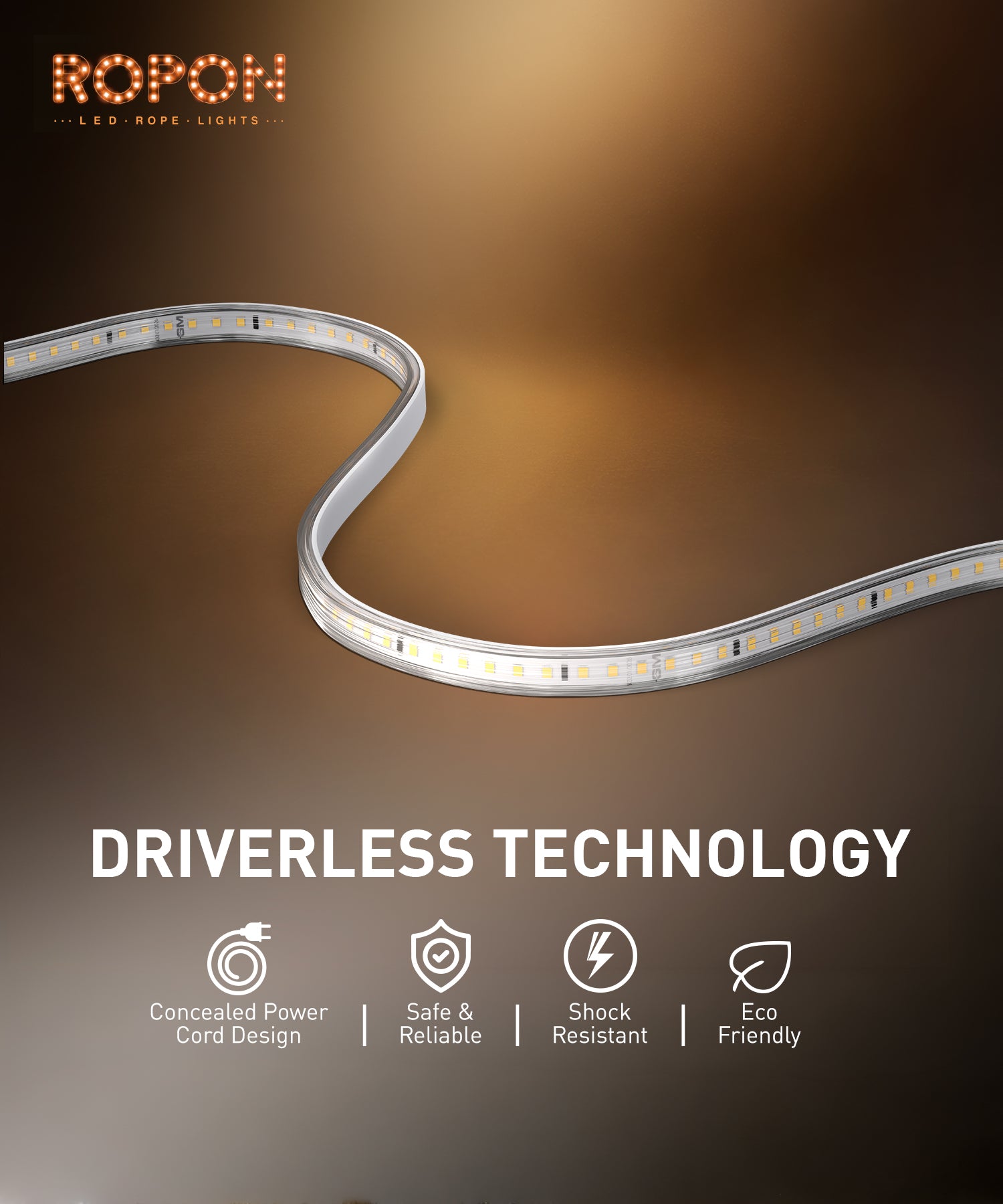 GM Ropon LED Rope Light – Warm White (3000K) (IP65)