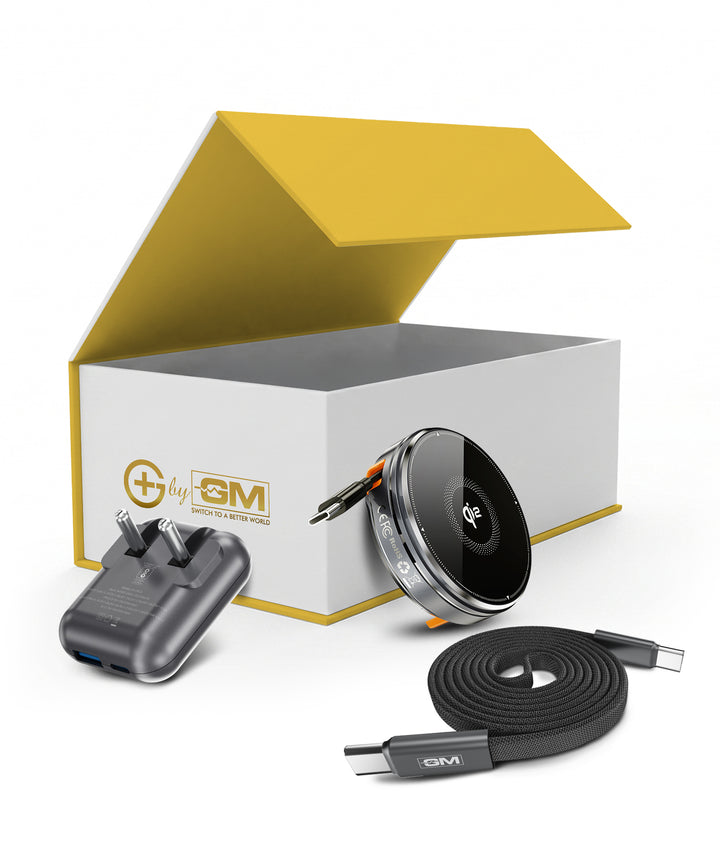 G+ Festival Combo: 33W Spyder Adapter (Electric Grey) + Air Magnetic 100W C-C Cable + Arc 3-in-1 Qi2 Wireless Charger