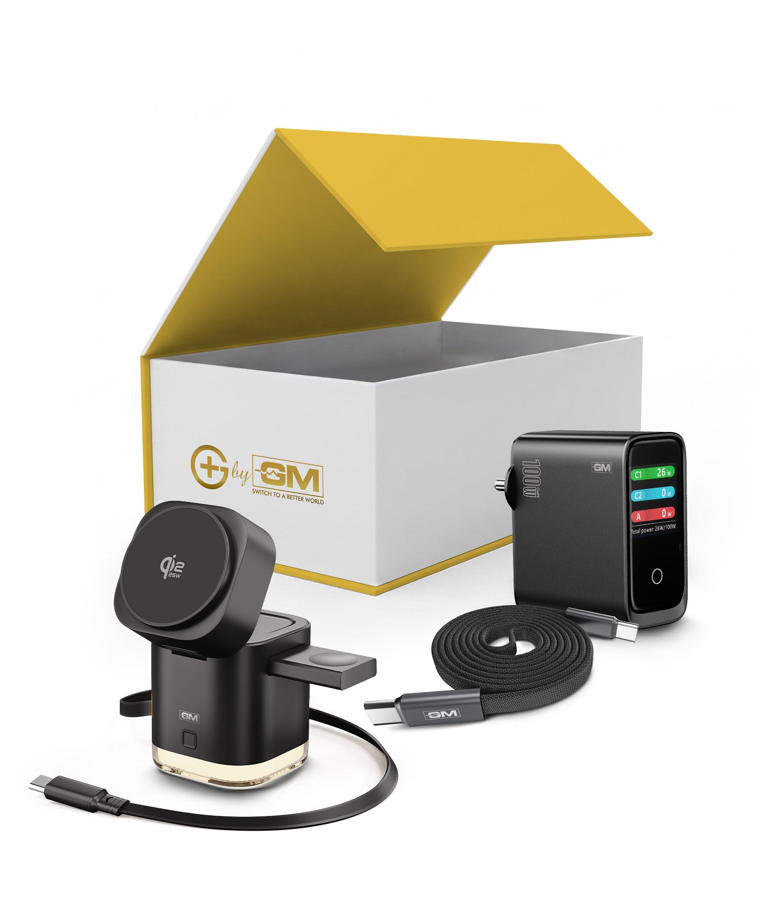 G+ Festival Combo: Quantum Qi2.2 25W Rotation Charger + Air Magnetic 100W C-C Cable + DisplayPulse 100W Adapter