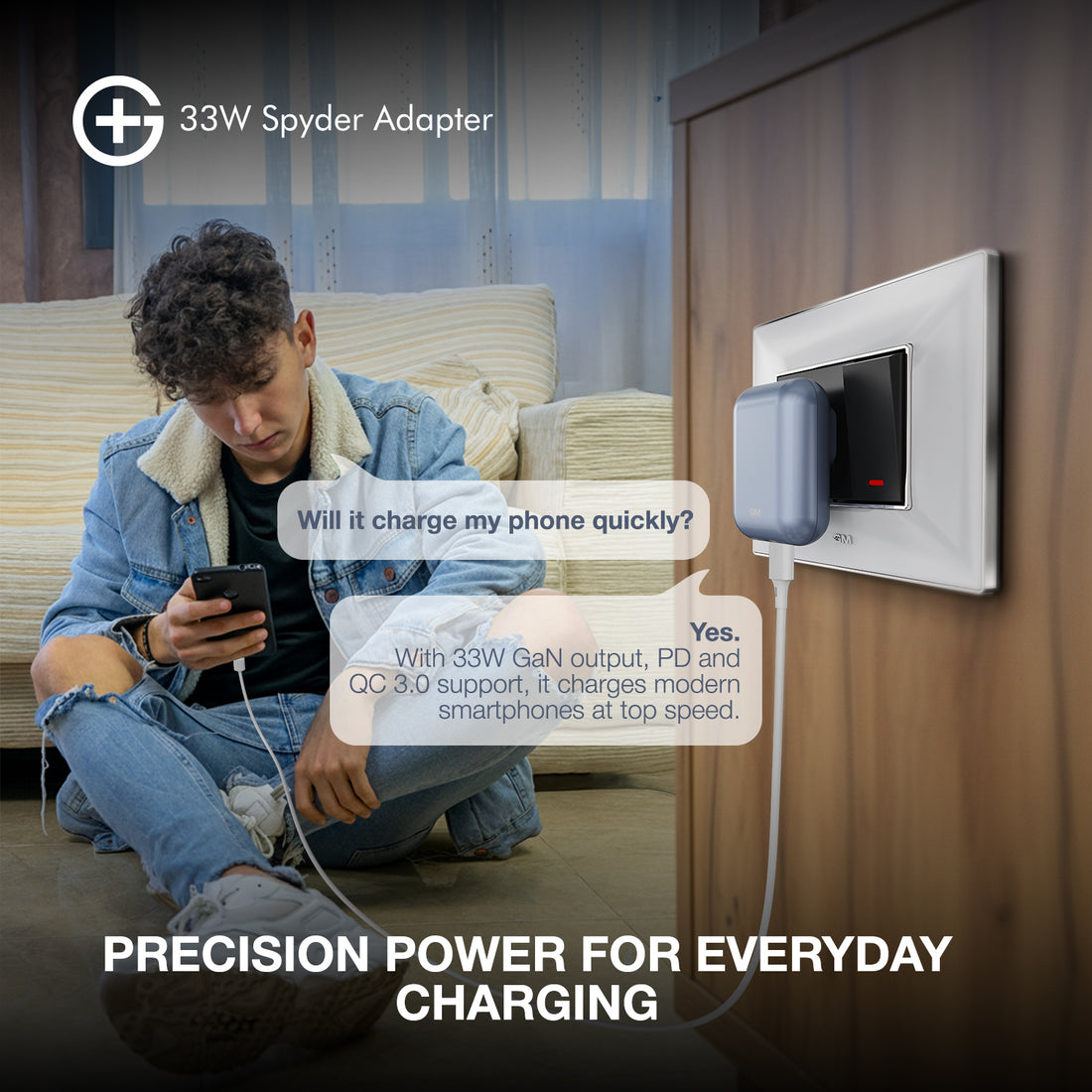 G+ Spyder Adaptor - 33W Fast Charging (Light Blue)