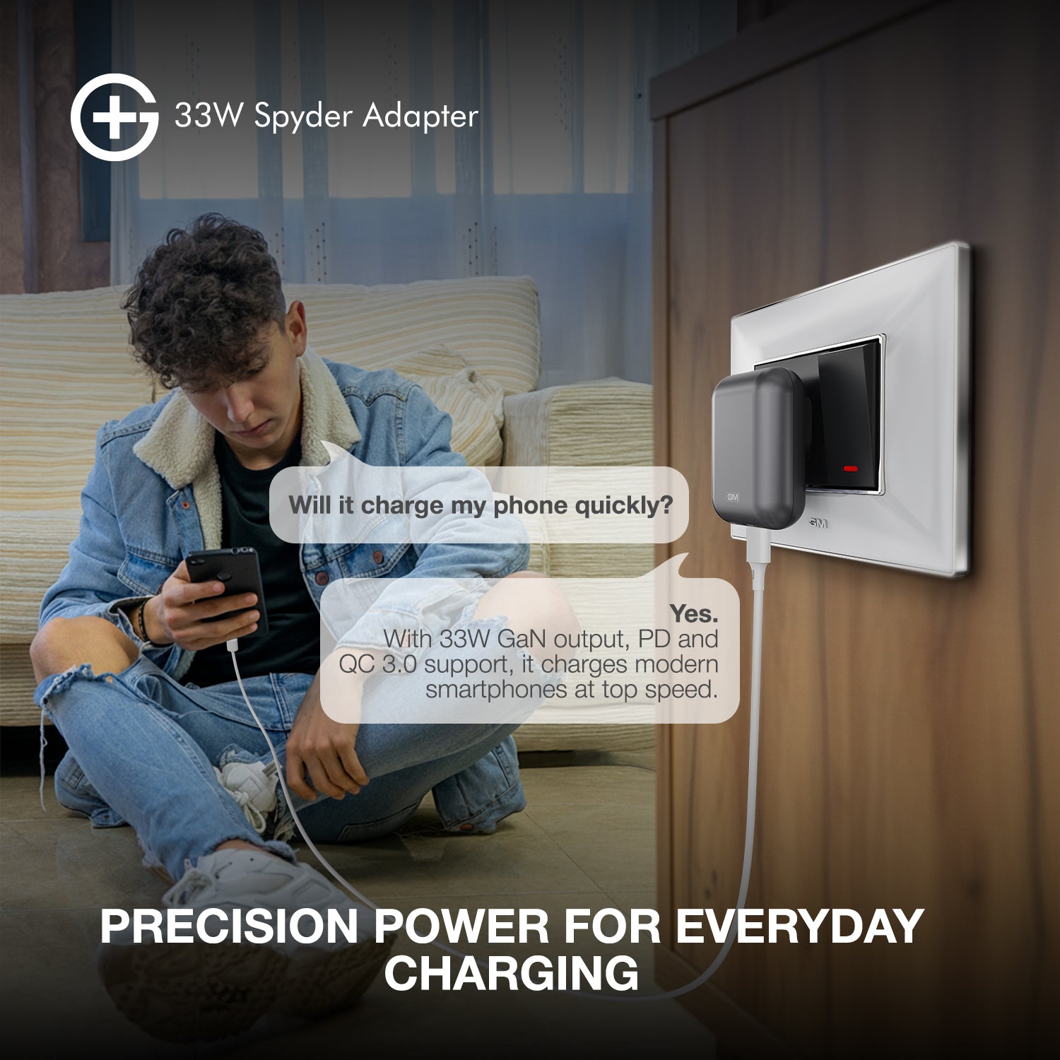 G+ Spyder Adaptor - 33W Fast Charging (Electric Grey)