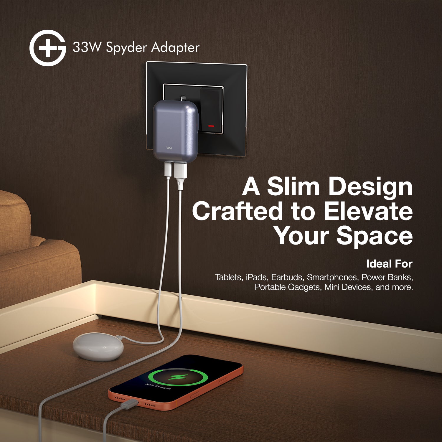 G+ Spyder Adaptor - 33W Fast Charging (Midnight Blue)