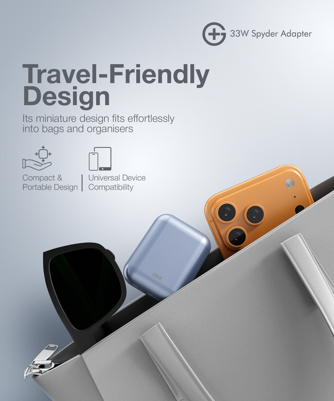 G+ Festival Combo: Arc 3-in-1 Qi2 Wireless Charger + 33W Spyder Adapter (Light Blue)