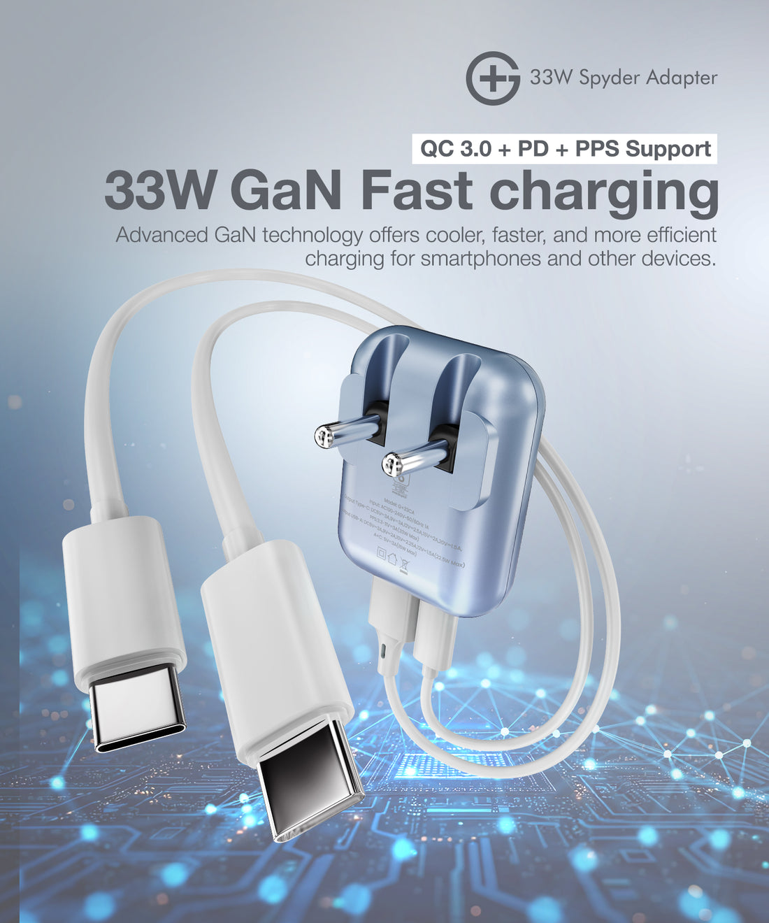 G+ Festival Combo: Magedge 10,000mAh Power Bank (45W Retractable Cable) + 33W Spyder Adapter (Light Blue)