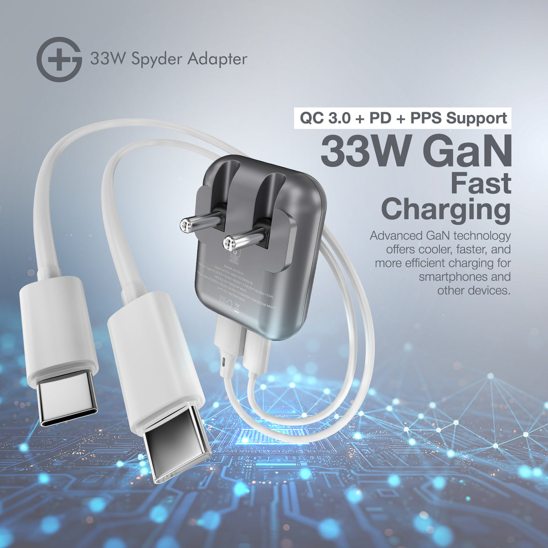 G+ Spyder Adaptor - 33W Fast Charging (Electric Grey)
