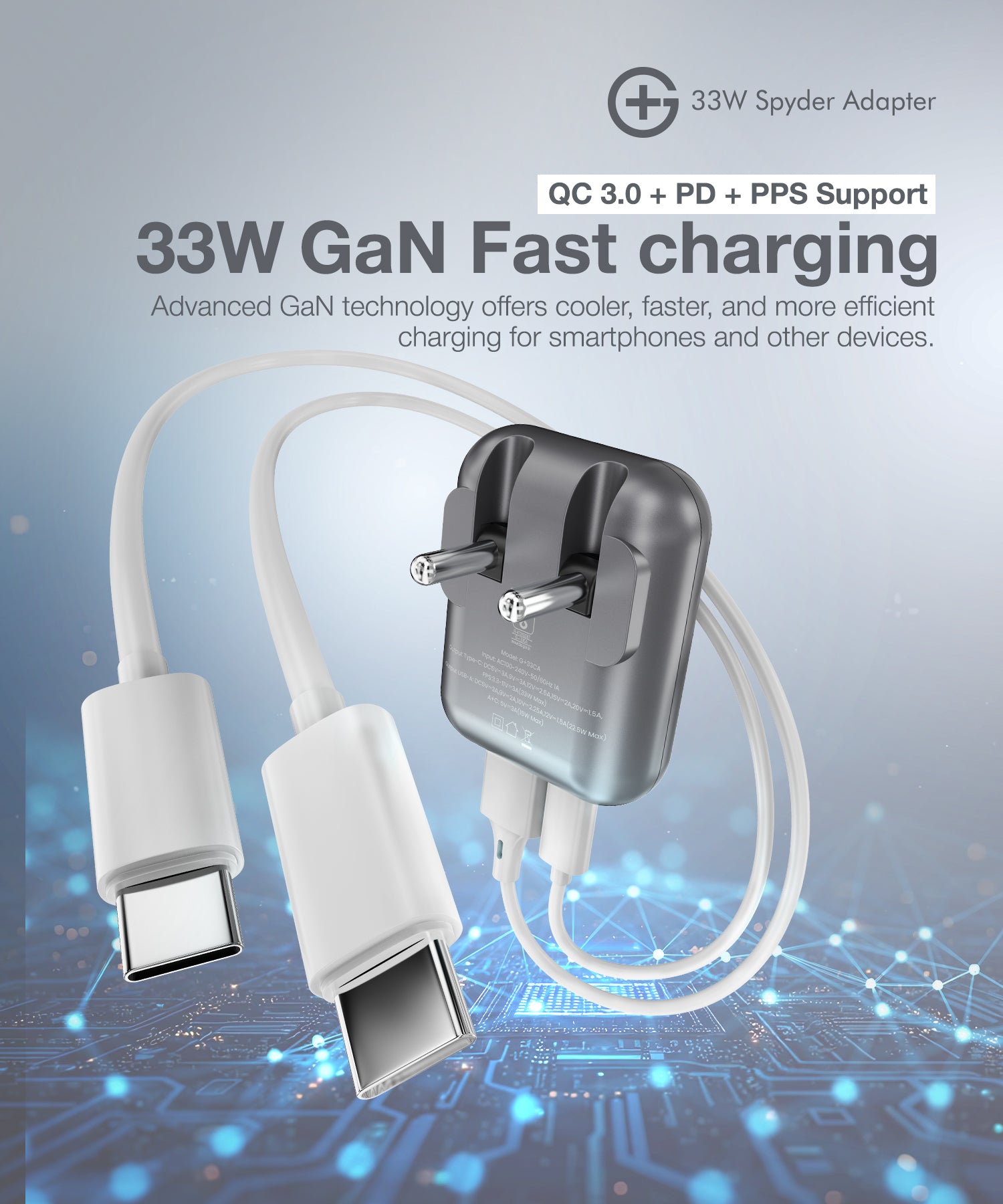 G+ Festival Combo: 33W Spyder Adapter (Electric Grey) + Air Magnetic 100W C-C Cable + Arc 3-in-1 Qi2 Wireless Charger