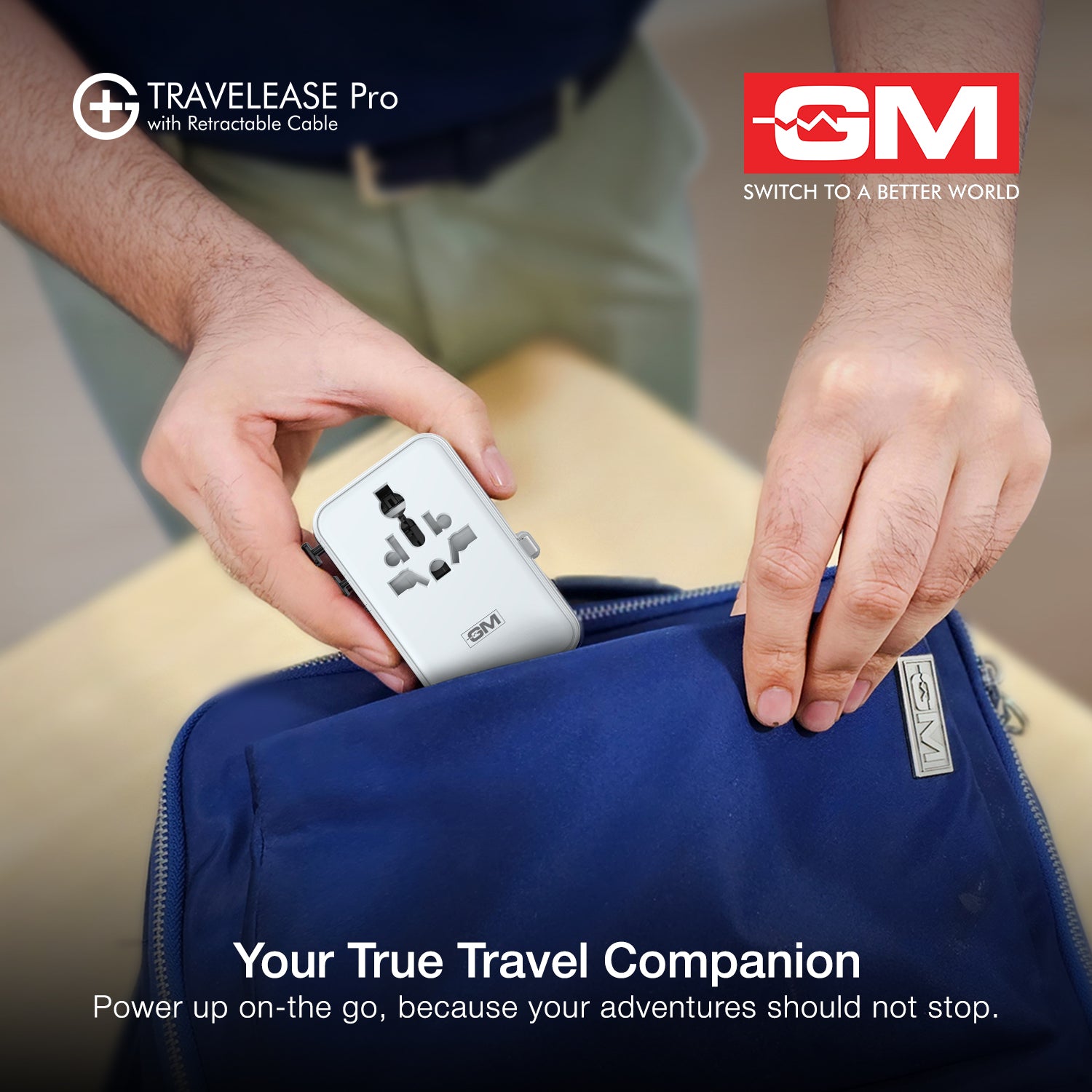 Travel Ease Pro Adaptor 70W Type C with Retractable Cable (White)