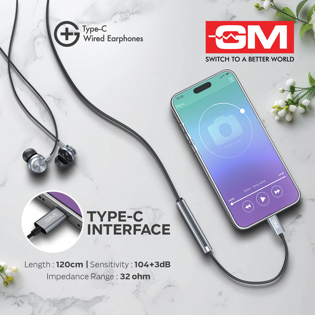 Wired Earphones - Type C (Silver)