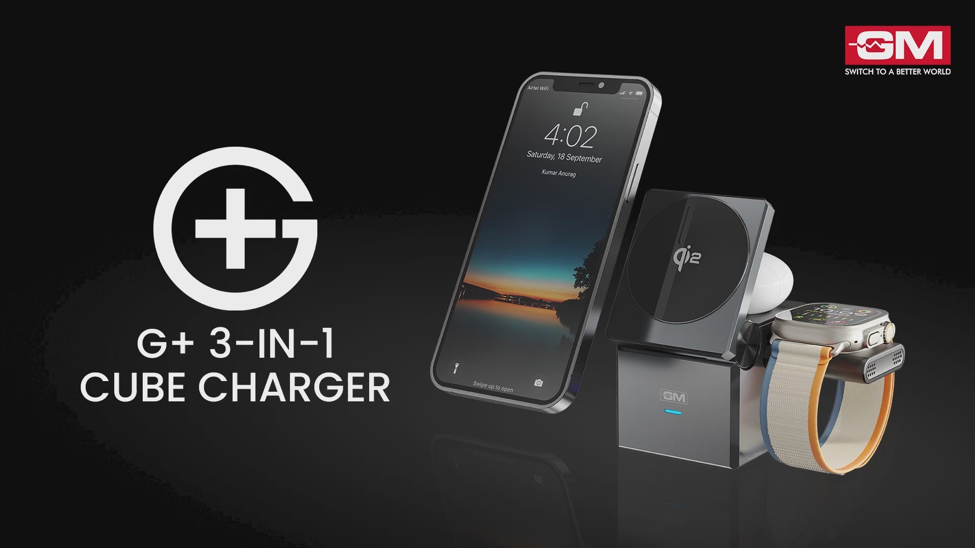 iSmart Qi2 3-in-1 Cube Charger (Silver)