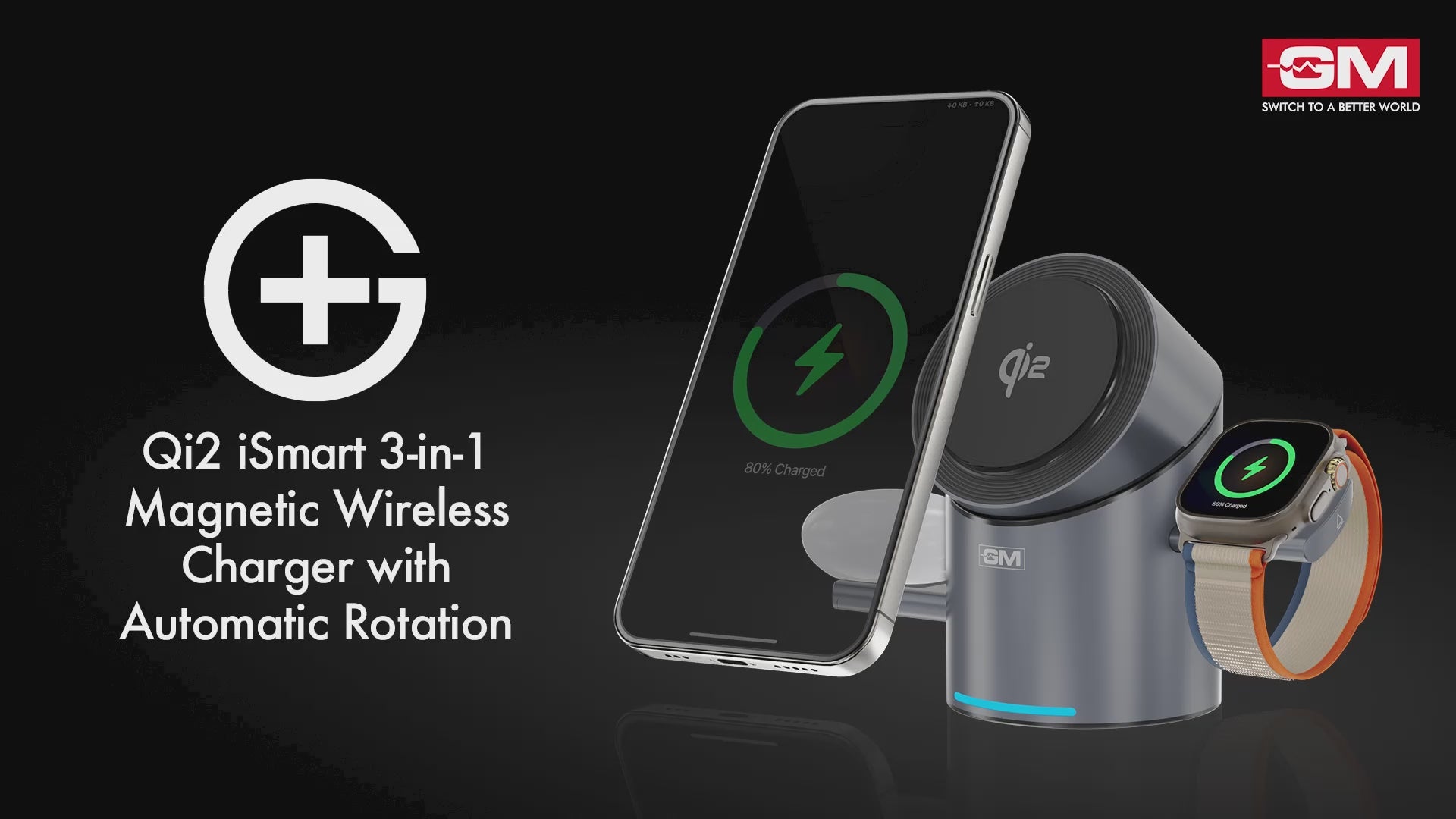 ISMART QI2 3-IN-1 MAGNETIC WIRELESS CHARGING (Silver)