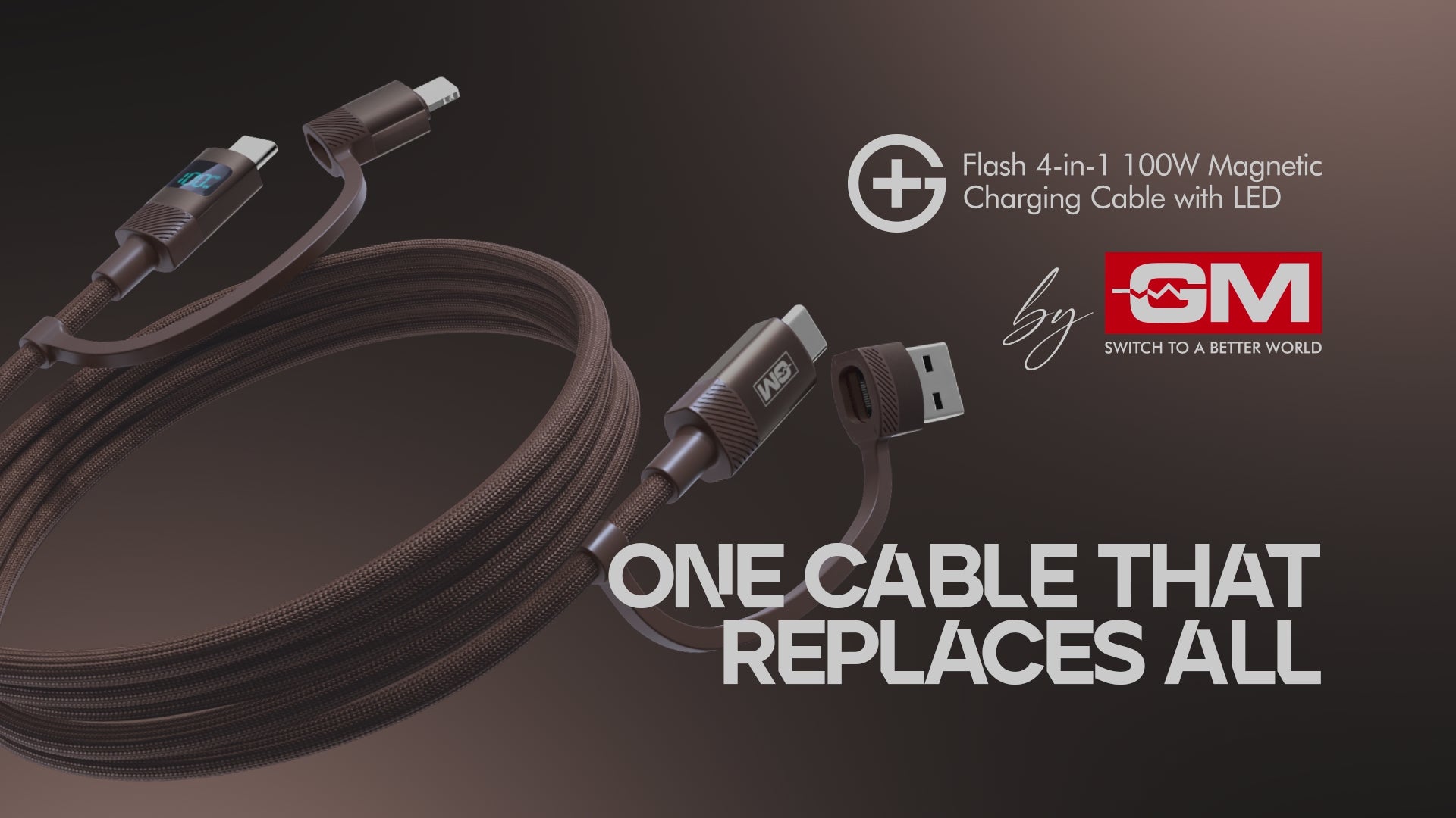Charging Cable - Flash, 4-in-1, 120CM (Grey)