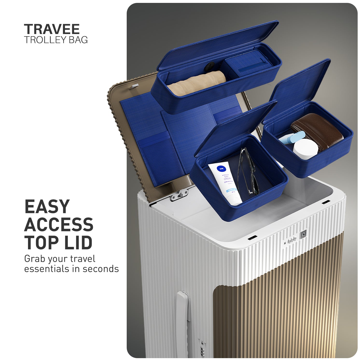Travee Trolley Bag - Quick-Access Top Lid Storage
